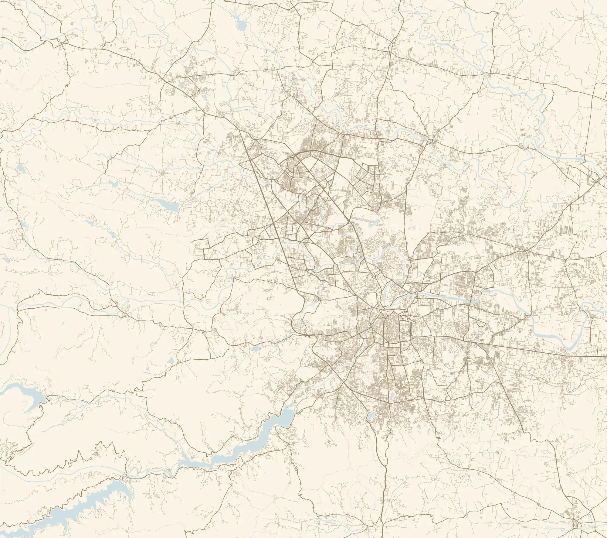Map of every runnable street in Pune, PCMC and the fringe, drawn from OpenStreetMap